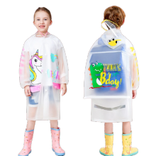 Hot Sell Fashion Plastic Rainsuit PVC EVA Hooded Children Raincoat for Kids